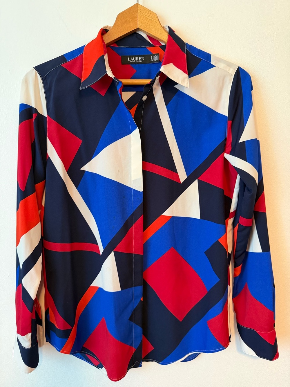 Lauren Ralph Lauren Classic Fit Abstract Geometric Button-Down Crepe Shirt